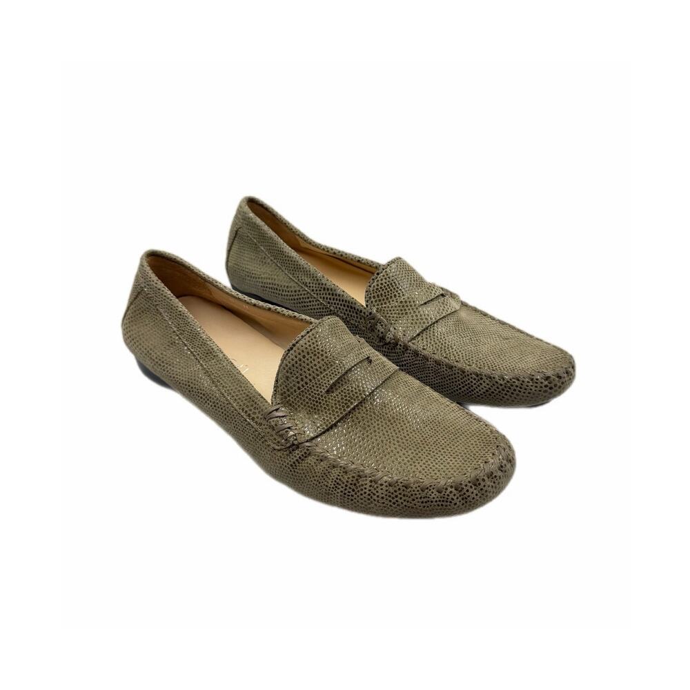 Via Neroll Green Metallic Slip On Driving Casual Workwear Professional Loafers
